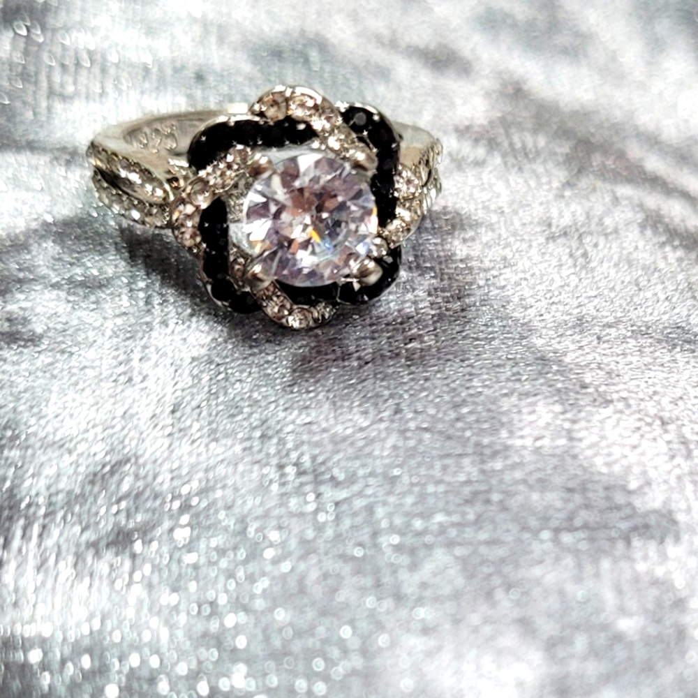 925S Gun Black Two-Color Rose Ring